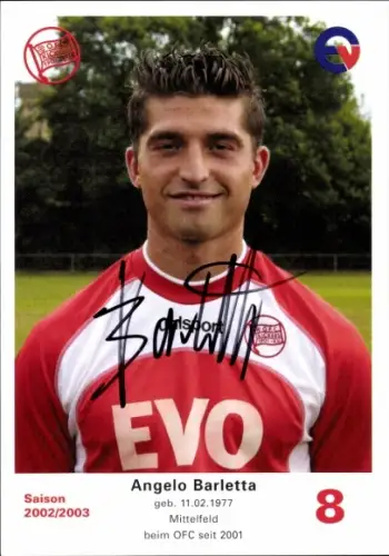 Autogrammkarte Fußballer Angelo Barletta, Kickers Offenbach, Autogramm