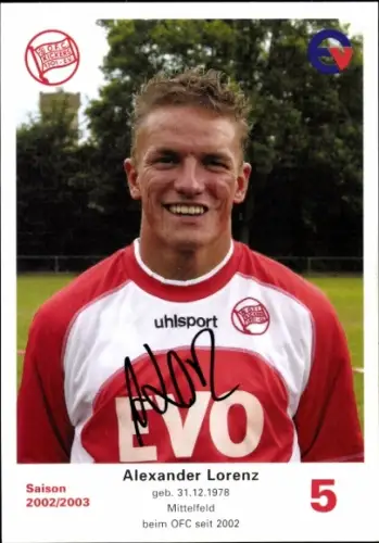 Autogrammkarte Fußballer Alexander Lorenz, Kickers Offenbach, Autogramm
