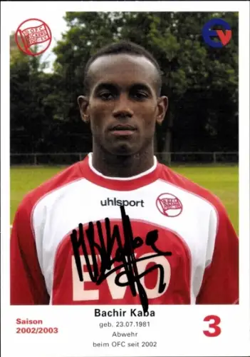 Autogrammkarte Fußballer Bachir Kaba, Kickers Offenbach, Autogramm