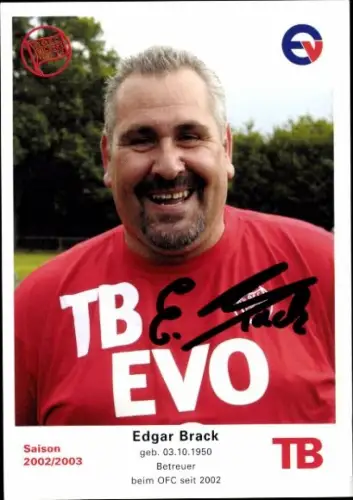 Autogrammkarte Betreuer Edgar Brack, Kickers Offenbach, Autogramm