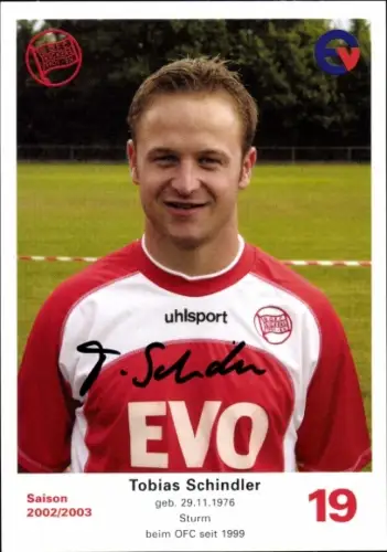 Autogrammkarte Fußballer Tobias Schindler, Kickers Offenbach, Autogramm