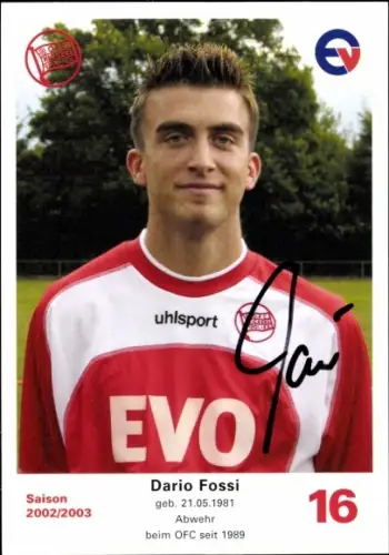 Autogrammkarte Fußballer Dario Fossi, Kickers Offenbach, Autogramm