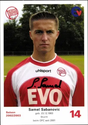 Autogrammkarte Fußballer Samel Sabanovic, Kickers Offenbach, Autogramm