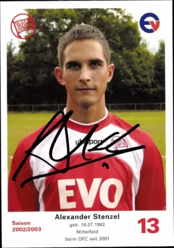 Autogrammkarte Fußballer Alexander Stenzel, Kickers Offenbach, Autogramm