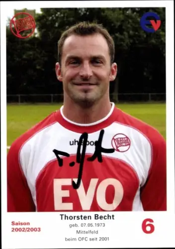 Autogrammkarte Fußballer Thorsten Becht, Kickers Offenbach, Autogramm