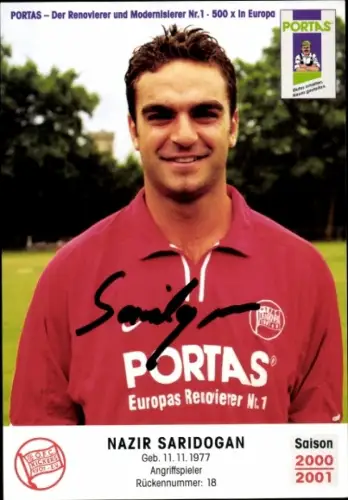 Autogrammkarte Fußballer Nazir Saridogan, Kickers Offenbach, Autogramm