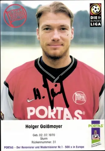Autogrammkarte Fußballer Holger Gaiẞmayer, Kickers Offenbach, Autogramm