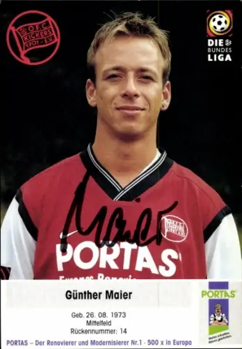 Autogrammkarte Fußballer Günther Maier, Kickers Offenbach, Autogramm