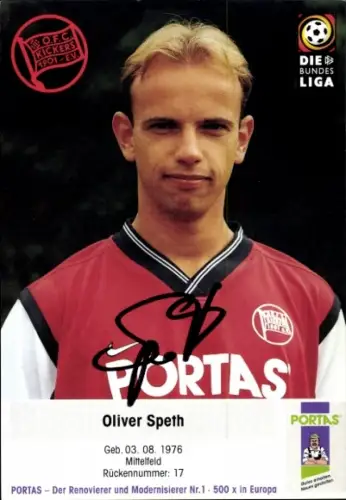 Autogrammkarte Fußballer Oliver Speth, Kickers Offenbach, Autogramm