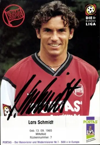 Autogrammkarte Fußballer Lars Schmidt, Kickers Offenbach, Autogramm