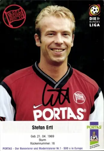 Autogrammkarte Fußballer Stefan Ertl, Kickers Offenbach, Autogramm