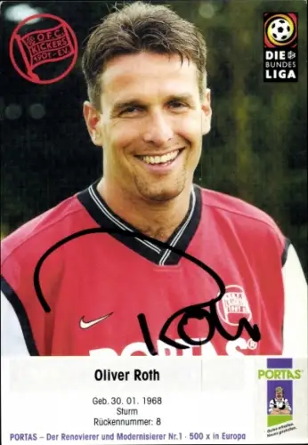 Autogrammkarte Fußballer Oliver Roth, Kickers Offenbach, Autogramm