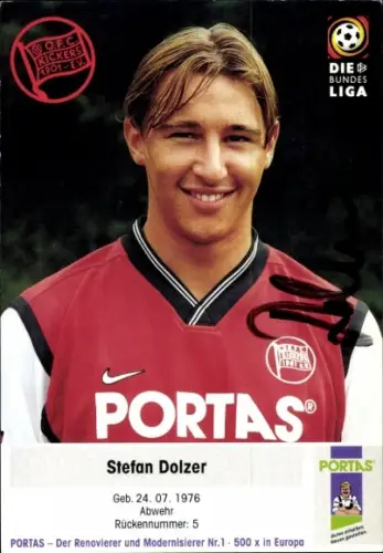 Autogrammkarte Fußballer Stefan Dolzer, Kickers Offenbach, Autogramm