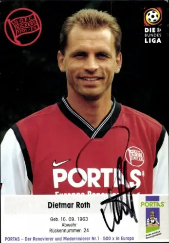Autogrammkarte Fußballer Dietmar Roth, Kickers Offenbach, Autogramm