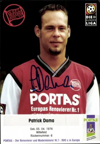 Autogrammkarte Fußballer Patrick Dama, Kickers Offenbach, Autogramm