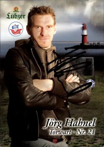 Autogrammkarte Fußballer Jörg Hahnel, FC Hansa Rostock, Autogramm
