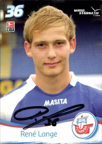Autogrammkarte Fußballer René Lange, FC Hansa Rostock, Autogramm
