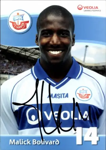 Autogrammkarte Fußballer Malick Bolivard, FC Hansa Rostock, Autogramm