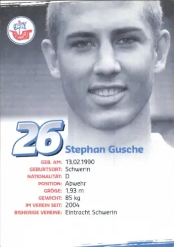 Autogrammkarte Fußballer Stephan Gusche, FC Hansa Rostock, Autogramm