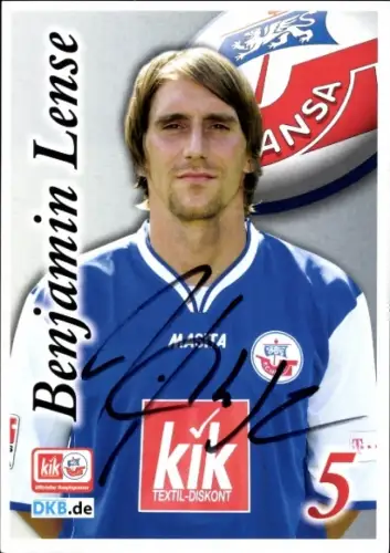 Autogrammkarte Fußballer Benjamin Lense, FC Hansa Rostock, Autogramm