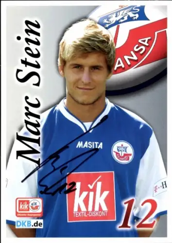 Autogrammkarte Fußballer Marc Stein, FC Hansa Rostock, Autogramm