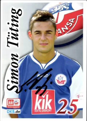 Autogrammkarte Fußballer Simon Tüting, FC Hansa Rostock, Autogramm