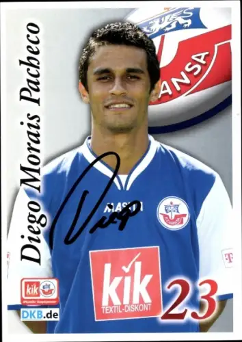 Autogrammkarte Fußballer Diego Morais Pacheco, FC Hansa Rostock, Autogramm