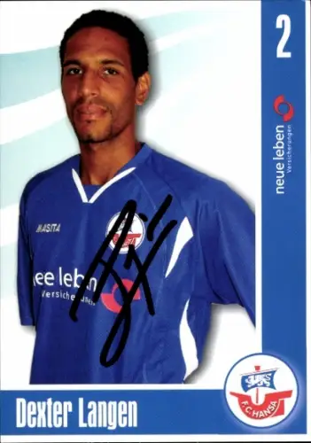 Autogrammkarte Fußballer Dexter Langen, FC Hansa Rostock, Autogramm