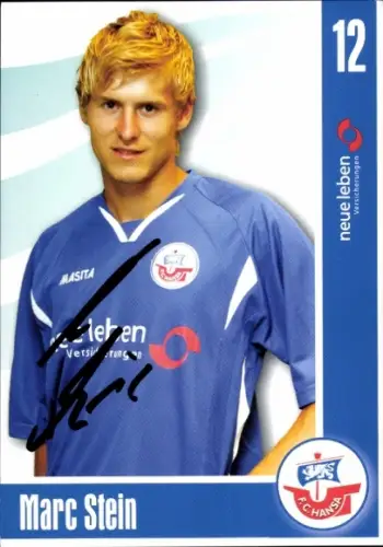 Autogrammkarte Fußballer Marc Stein, FC Hansa Rostock, Autogramm