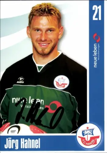 Autogrammkarte Fußballer Jörg Hahnel, FC Hansa Rostock, Autogramm
