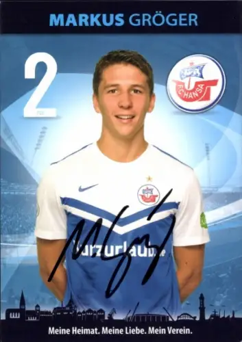 Autogrammkarte Fußballer Markus Gröger, FC Hansa Rostock, Autogramm
