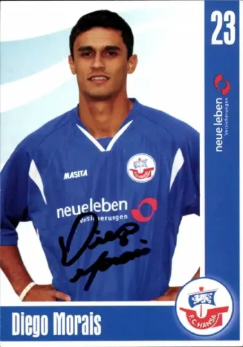 Autogrammkarte Fußballer Diego Morais Pacheco, FC Hansa Rostock, Autogramm