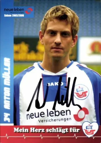 Autogrammkarte Fußballer Anton Müller, FC Hansa Rostock, Autogramm