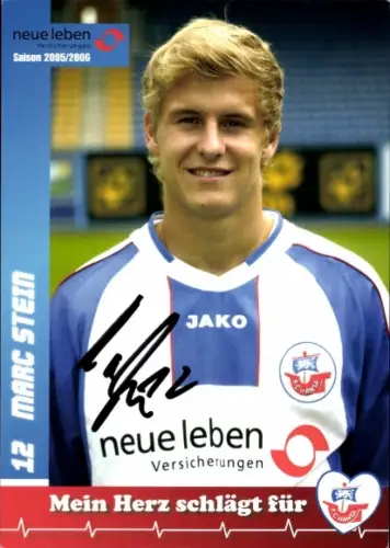 Autogrammkarte Fußballer Marc Stein, FC Hansa Rostock, Autogramm