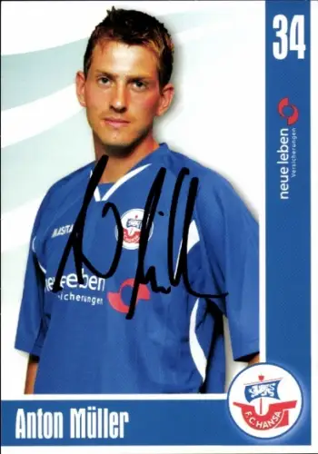 Autogrammkarte Fußballer Anton Müller, FC Hansa Rostock, Autogramm