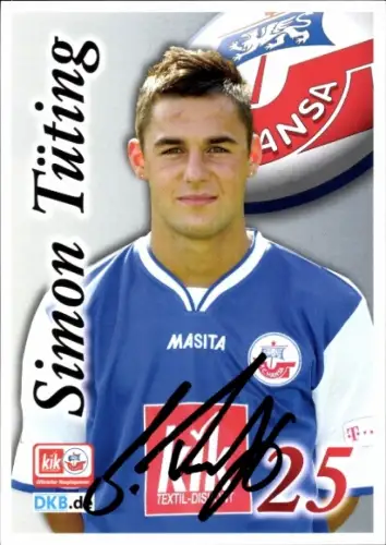 Autogrammkarte Fußballer Simon Tüting, FC Hansa Rostock, Autogramm