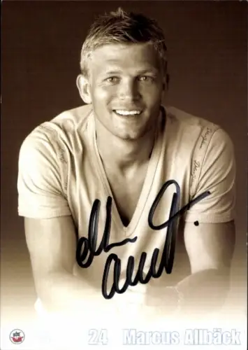 Autogrammkarte Fußballer Marcus Allbäck, FC Hansa Rostock, Autogramm