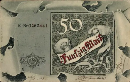 Ak Geldschein, Fünfzig Mark