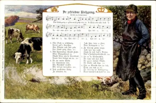 Lied Ak Dr zefriedne Kiehgung, Verlag Wilhelm Vogel, Kuhhirt