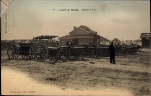 Ak Mailly le Camp Aube, Camp de Mailly, Französische Geschütze