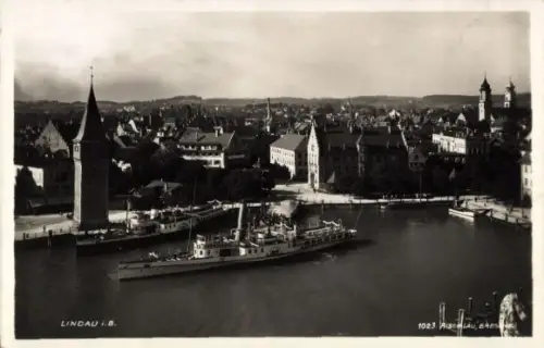 Ak Lindau am Bodensee Schwaben, Stadtansicht, Salondampfer