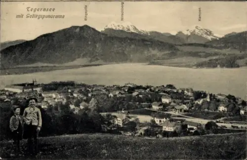 Ak Tegernsee in Oberbayern,  Gebirgspanorama, Ringspitz, Hirschberg, Kampen