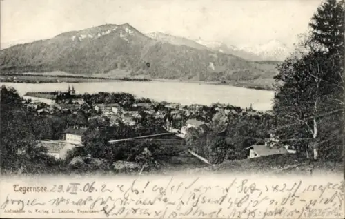Ak Tegernsee in Oberbayern,  Berglandschaft, See, Aufschrift