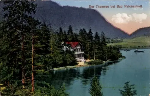 Ak Thumsee Karlstein Bad Reichenhall Oberbayern, Der Thumsee,  Wasser, Berge, Wald, Haus