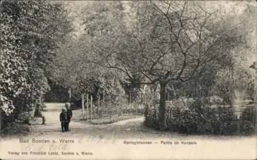 Ak Bad Sooden Allendorf an der Werra Hessen,  Springbrunnen, Partie im Kurpark, Verlag von Friedr