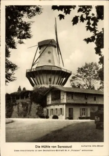 Ak Potsdam Sanssouci, Mühle von Sanssouci, Aufnahme von Otto Struck, 