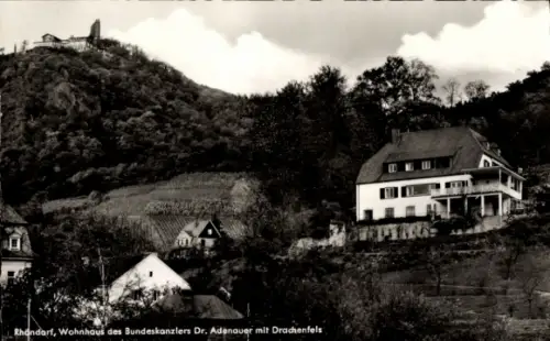 Ak Königswinter am Rhein, Rhondarf, Wohnhaus Dr. Adenauer, Drachenfels, Landschaft