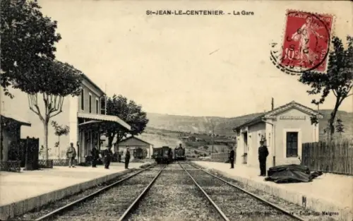 Ak Saint-Jean-le-Centenier Ardèche, Bahnhof, Gleisansicht
