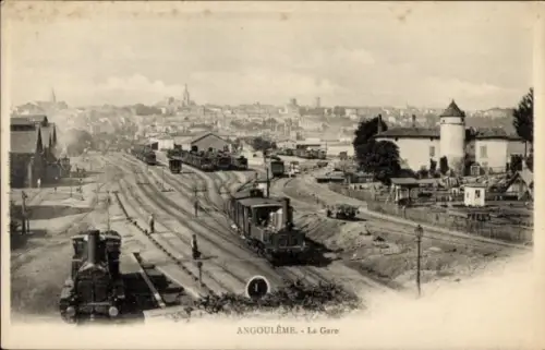 Ak Angoulême Charente, Bahnhof, Züge, Stadtansicht, Angoulême
