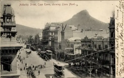 Ak Cape Town Kapstadt Südafrika, Adderley Street,  Löwenkopf, Straßenansicht,  